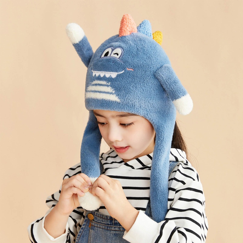 Mũ Beanie Mềm Phối Tai Thỏ Có Thể Chuyển Động Vui Nhộn Thời Trang Mùa Đông Cho Bé Gái