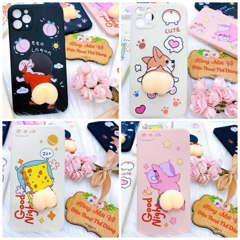 Ốp lưng iPhone 12pro 12promax 11 11promax xsmax cusin mông trái đào cạnh vuông