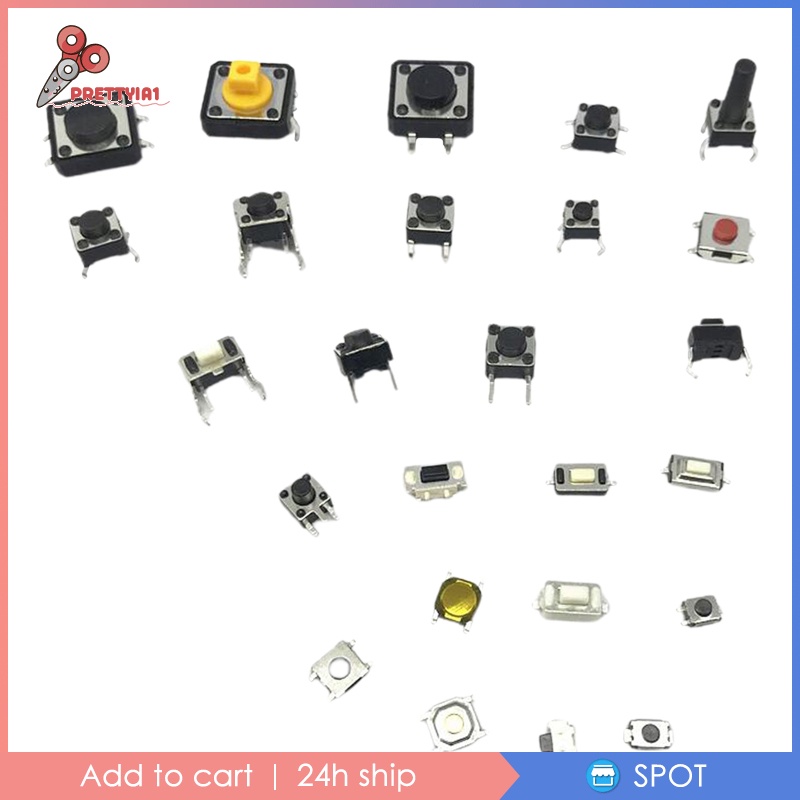 [Prettyia1] 25 Giá Trị Nút Nhấn Bằng Nút Micro Mini DIY
