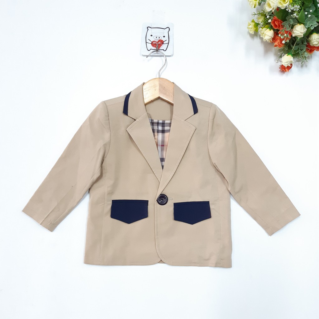 DG49-AKT-02- Áo khoác vest bé trai, nhiều màu khác nhau, chất kate 2 lớp dày dặn, made in Việt Nam