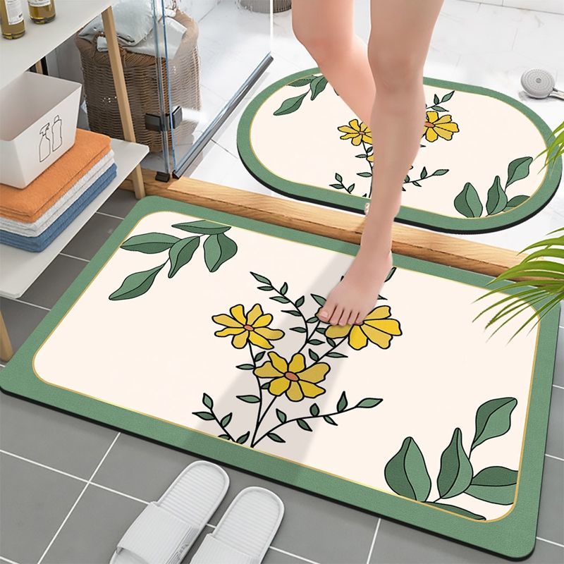 Bộ 2 Thảm Lót Sàn Nhà Tắm Chống Trượt Thấm Hút Nước In Họa Tiết Trái Đất Độc Đáo