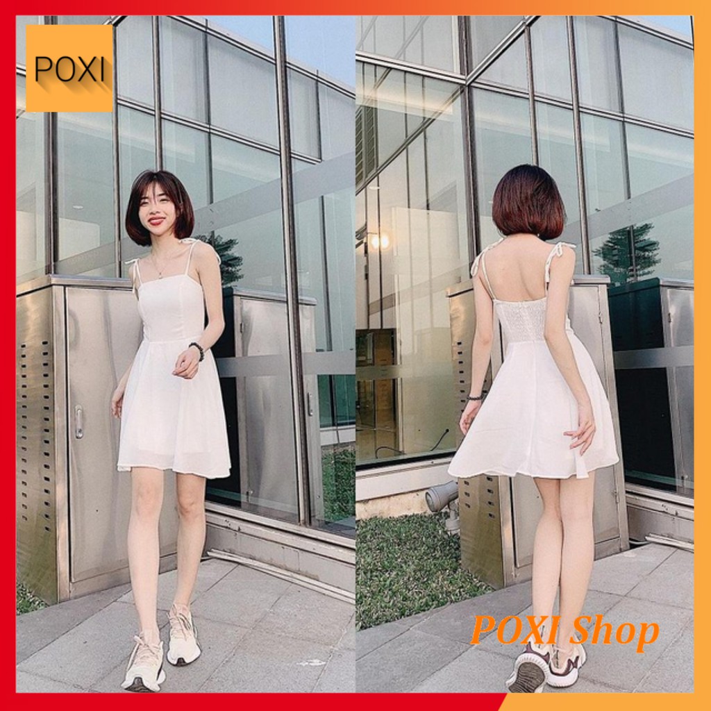 [ẢNH THẬT] Đầm 2 Dây Thắt Nơ Vai - Chun Lưng Cực Đẹp | BigBuy360 - bigbuy360.vn