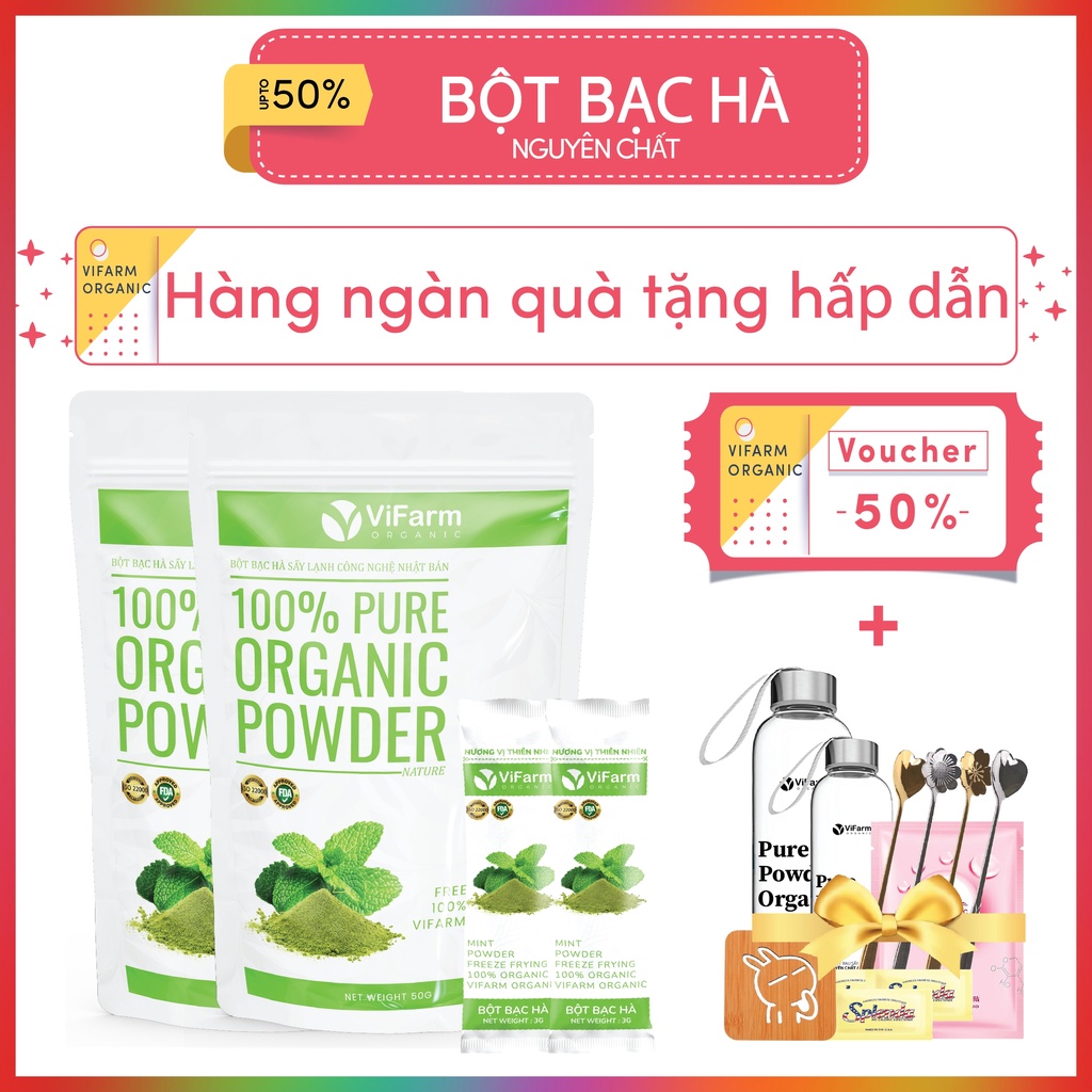 Bột Bạc Hà Nguyên Chất ViFarm 50Gram, Công Nghệ Sấy Lạnh Nhật Bản, Bột Bạc Hà Đắp Mặt, Dưỡng Da, Giảm Mụn