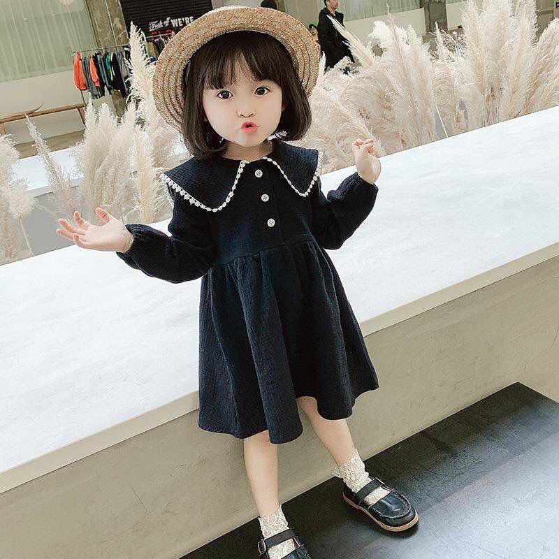 Đầm Tay Dài Chất Cotton Thiết Kế Đáng Yêu Cho Bé Gái
