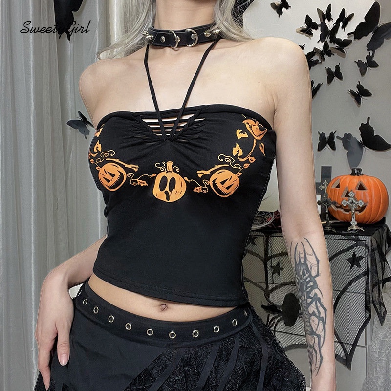 Áo Ống Ôm Dáng Hở Vai In Họa Tiết Punk Thời Trang 2022 Quyến Rũ Cho Nữ Y2k