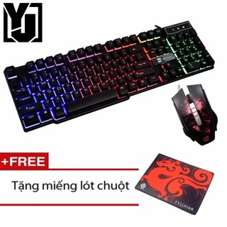 Combo bàn phím giả cơ và chuột Led 7 màu R8 1822 - R8 1618 (Đen) + Tặng kèm tấm lót chuột