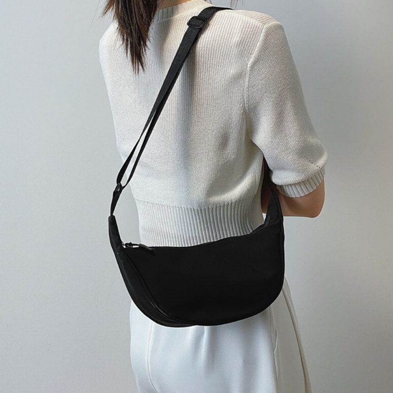 Túi Xách Đeo Dưới Cánh Tay Hình Bán Nguyệt Chất Liệu Nylon Phong Cách Retro