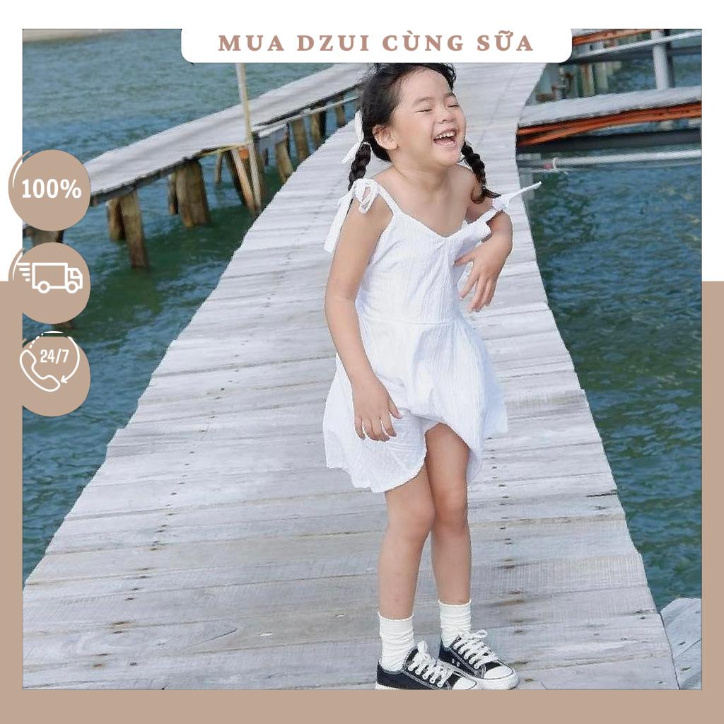 Đầm / váy 2 dây cổ tim có cột dây màu trắng, đen   - hàng thiết kế mẹ & bé  d-84