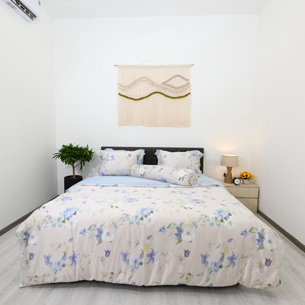 Bộ 5 món drap, áo gối NIN Tencel 800 - màu bông Olivia