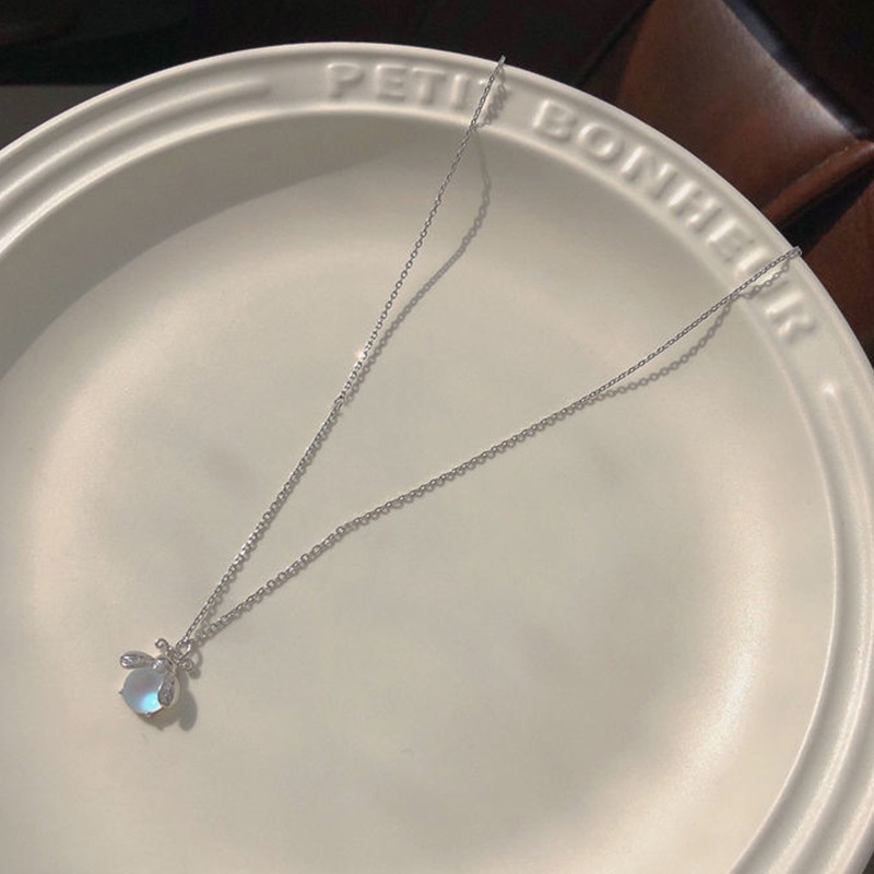 Vòng cổ Mặt Đá Mặt Trăng Hình Nhịp Tim Phong Cách Cổ Điển Dành Cho Nữ