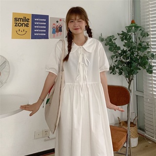 Váy đầm babydoll trắng dáng dài phong cách tiểu thư trẻ trung