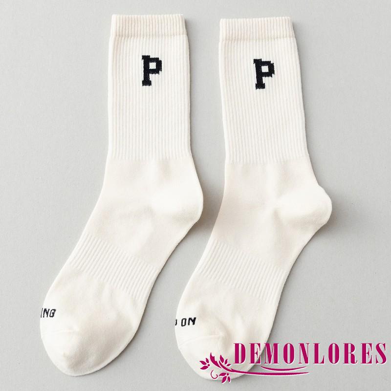 Đôi tất dài thời trang thể thao đơn giản co giãn in chữ cho nữ