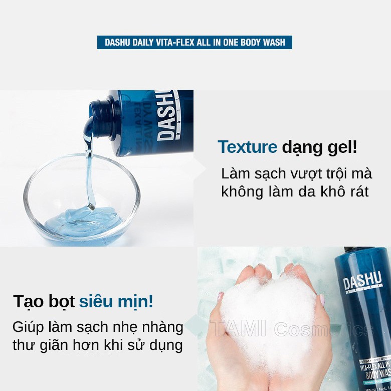 Sữa tắm gội rửa mặt 3 in 1 DASHU Vita - Flex All In One Body Wash dành cho nam ST01