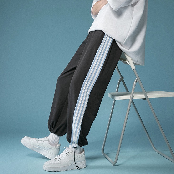 Quần Jogger Thể Thao Nam Nữ Unisex – Quần Ống Rộng - Phối 3 Sọc Điểm Nhấn - Có Dây Rút Gấu