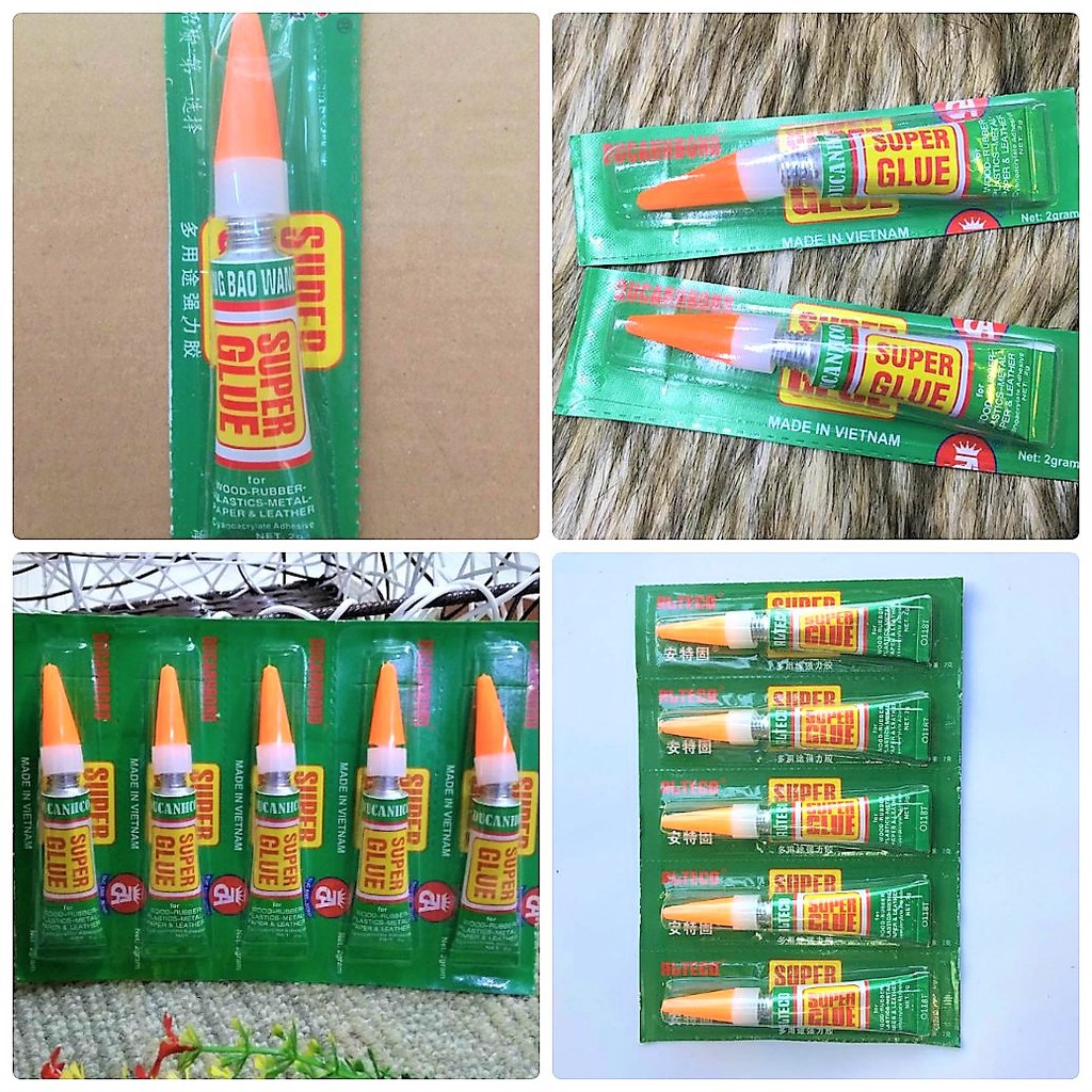 Keo siêu dính 12 tuýp, keo đa năng dán giày dép, dán nhựa, kim loại Super Glue xanh lá