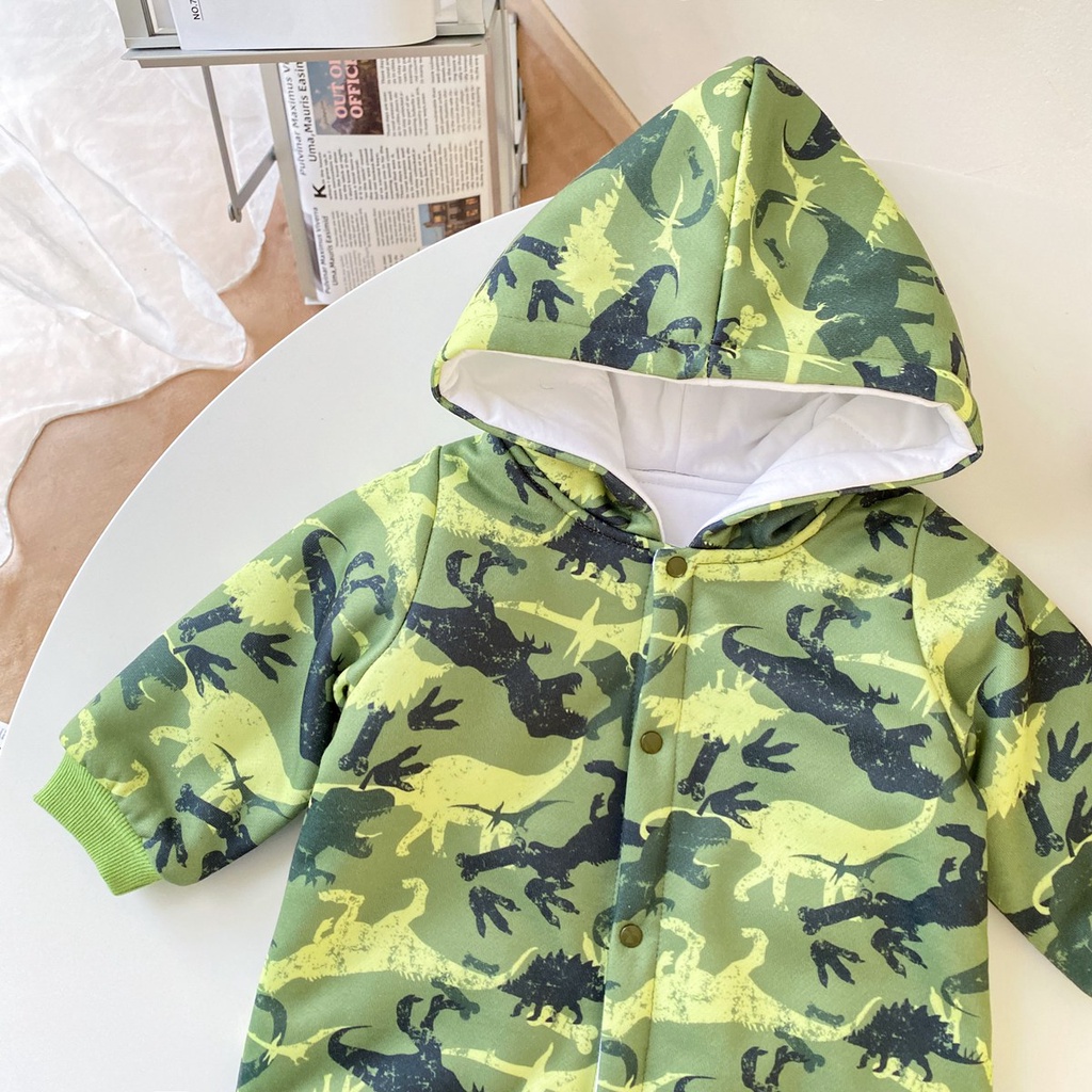 Áo liền quần SANLUTOZ tay dài có mũ trùm đầu mùa đông cho trẻ mới biết đi