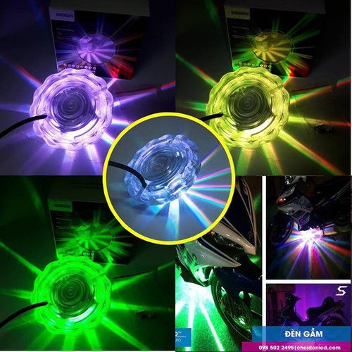 Đèn led gầm xe máy ô tô 48 tia 12v-80v bản cao câp tự động đảo màu chớp nháy cực đẹp