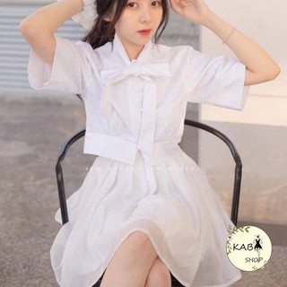 Sét áo croptop buộc nơ + váy 2 lớp siêu dễ thương