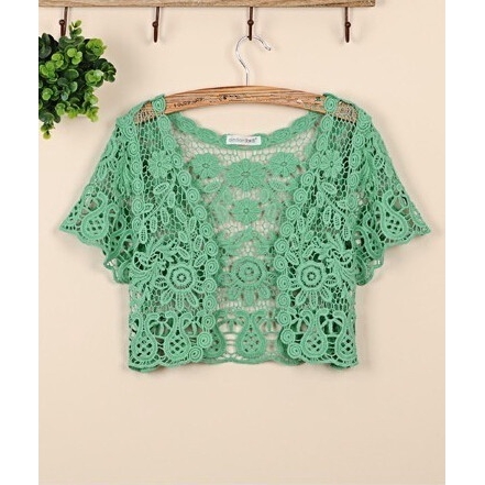 Áo khoác cardigan phối ren tay ngắn phong cách thời trang cho nữ 2015 | BigBuy360 - bigbuy360.vn