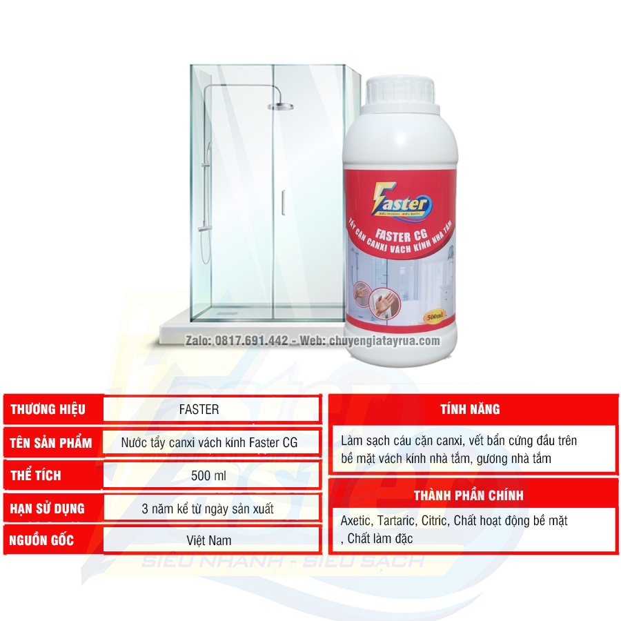 (MUA 1 ĐƯỢC 4) Combo Nước Tẩy Đa Năng Vệ Sinh Nhà Sạch Siêu Mạnh Faster 500ml