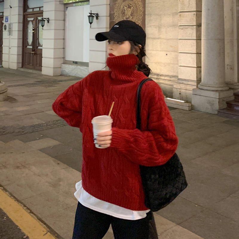 Áo dệt kim áo len tăm cao cổ dày dặn siêu ấm dài tay thời trang HÀN QUỐC 2021 | BigBuy360 - bigbuy360.vn