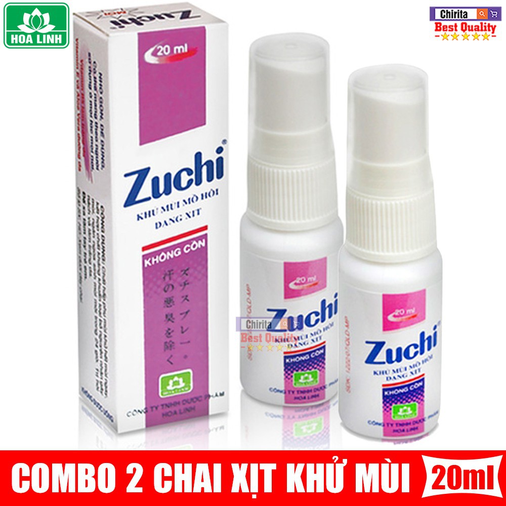 Combo 2 Chai Xịt Khử Mùi Hôi Cơ Thể Dạng Xịt Chai Nhỏ Gọn ALCOHOL FREE ZUCHI 20Ml