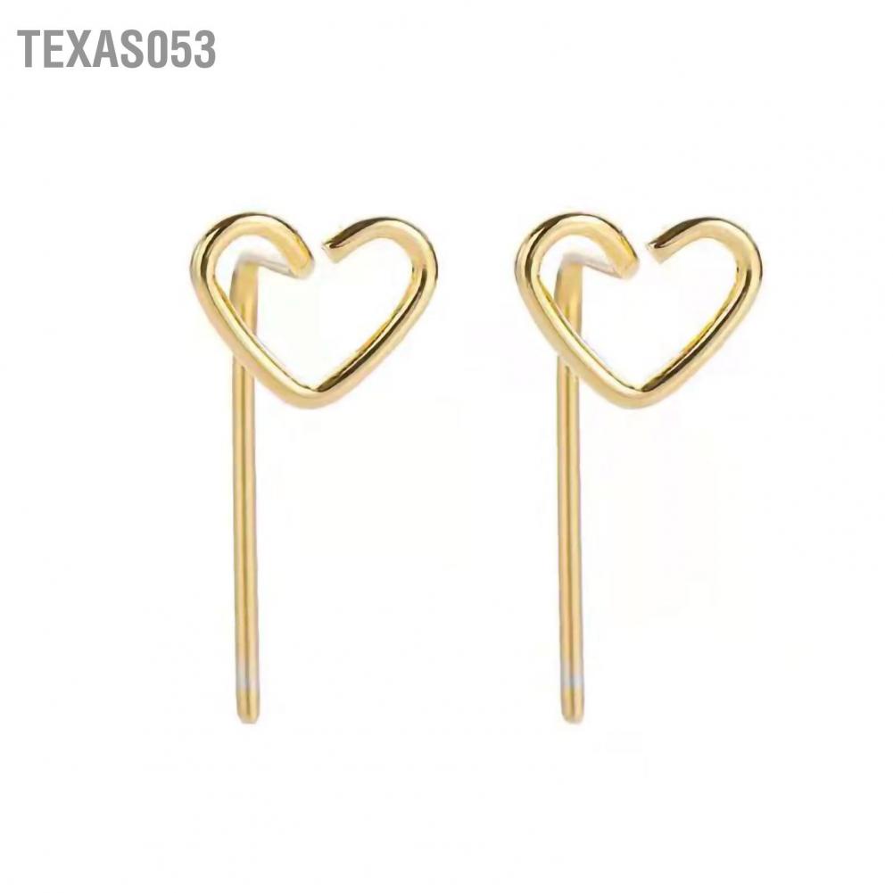 Hàng Sẵn Đôi khuyên tai mặt hình trái tim nhỏ gọn thời trang Hoa tai Stud hình trái tim Sáng bóng Thiết kế tinh tế thời trang【Texas053】
