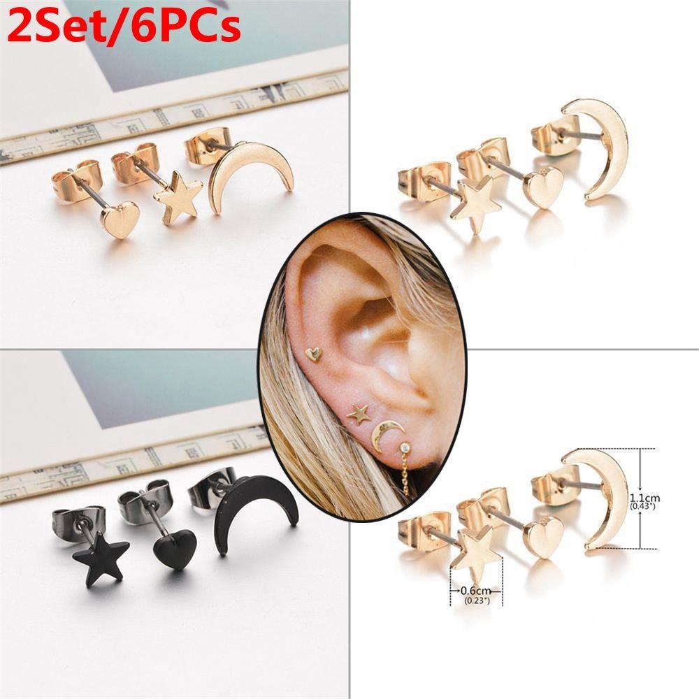 CACTU Set 2 / 6 Đôi Bông Tai Thiết Kế Tối Giản