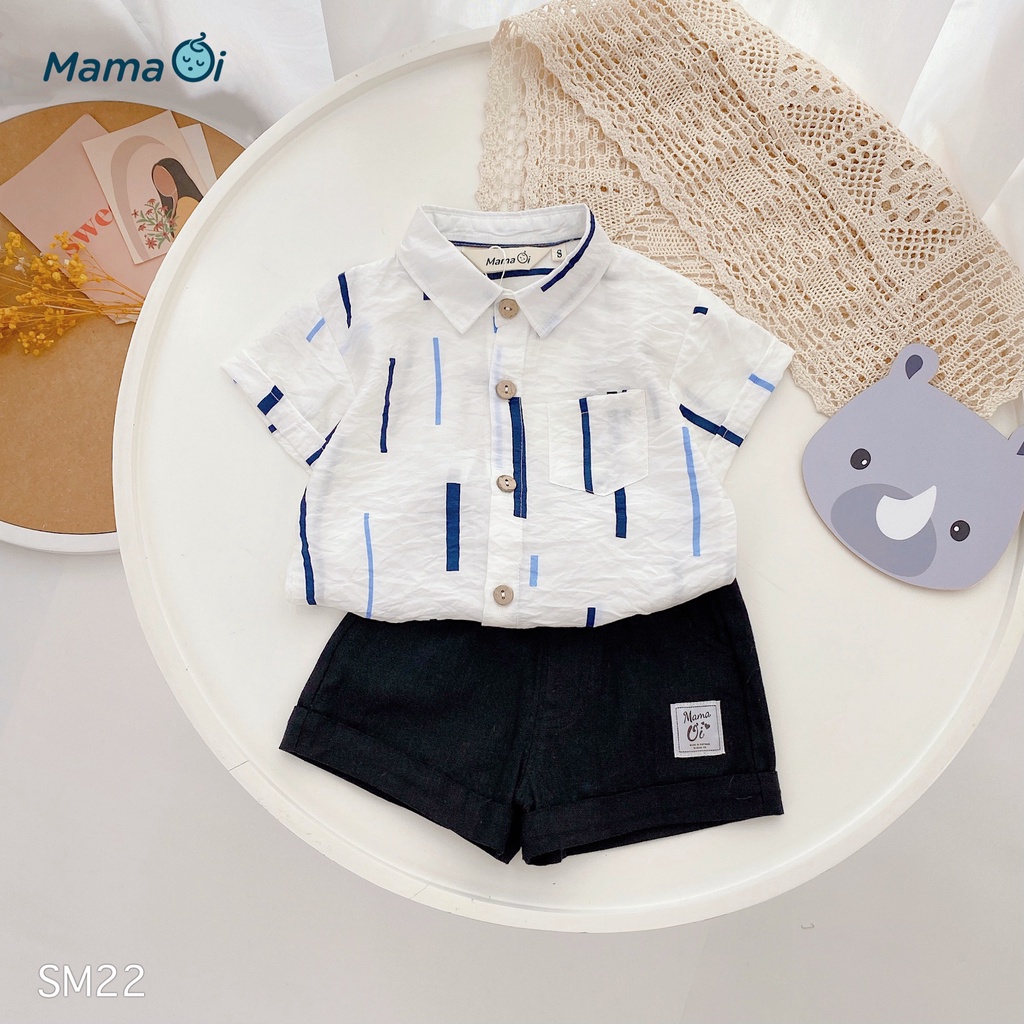 Q25 Quần đùi bé trai bé gái vải Linen Short sợi lanh tự nhiên an toàn cho bé 0-3 tuổi của Mama Ơi - Thời trang cho bé