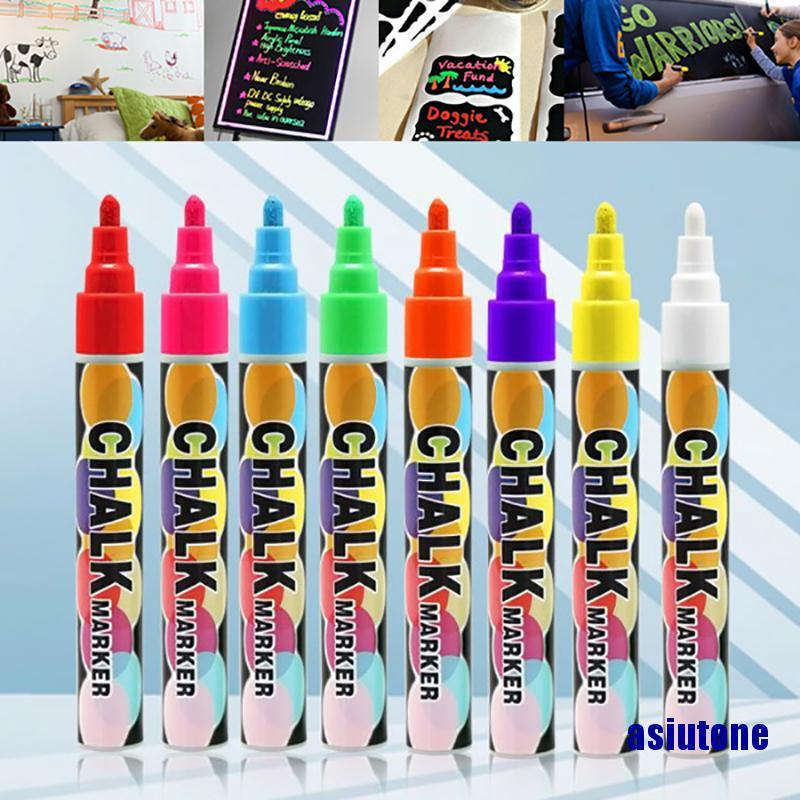 (asiutone)Colorful Dual Nib Liquid Chalk Highlighter Fluorescent Neon Marker Pen Pencil