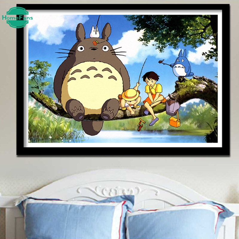 Bộ tranh đính đá 5D tự làm 40*30cm hình Totoro dễ thương