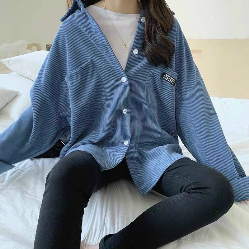Áo Sơ Mi Nhung Tăm Khoác Ullzang Unisex Nam, Nữ, Áo Khoác Sơ Mi Nhung Tăm Hàn Quốc GiGiHouse-aosominhungsoctui