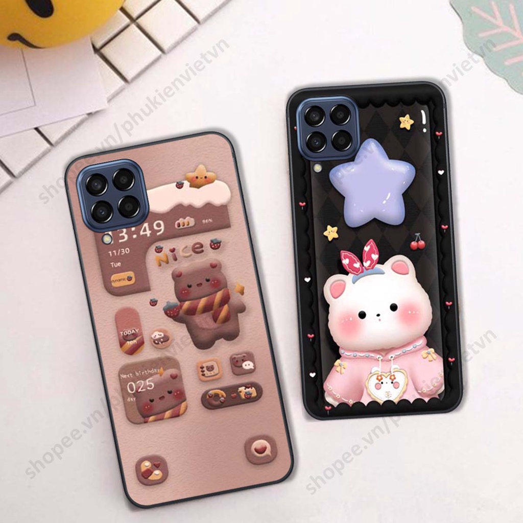 Ốp lưng Samsung M33 - M53 in hình mèo đen, thỏ trắng siêu cute đáng yêu