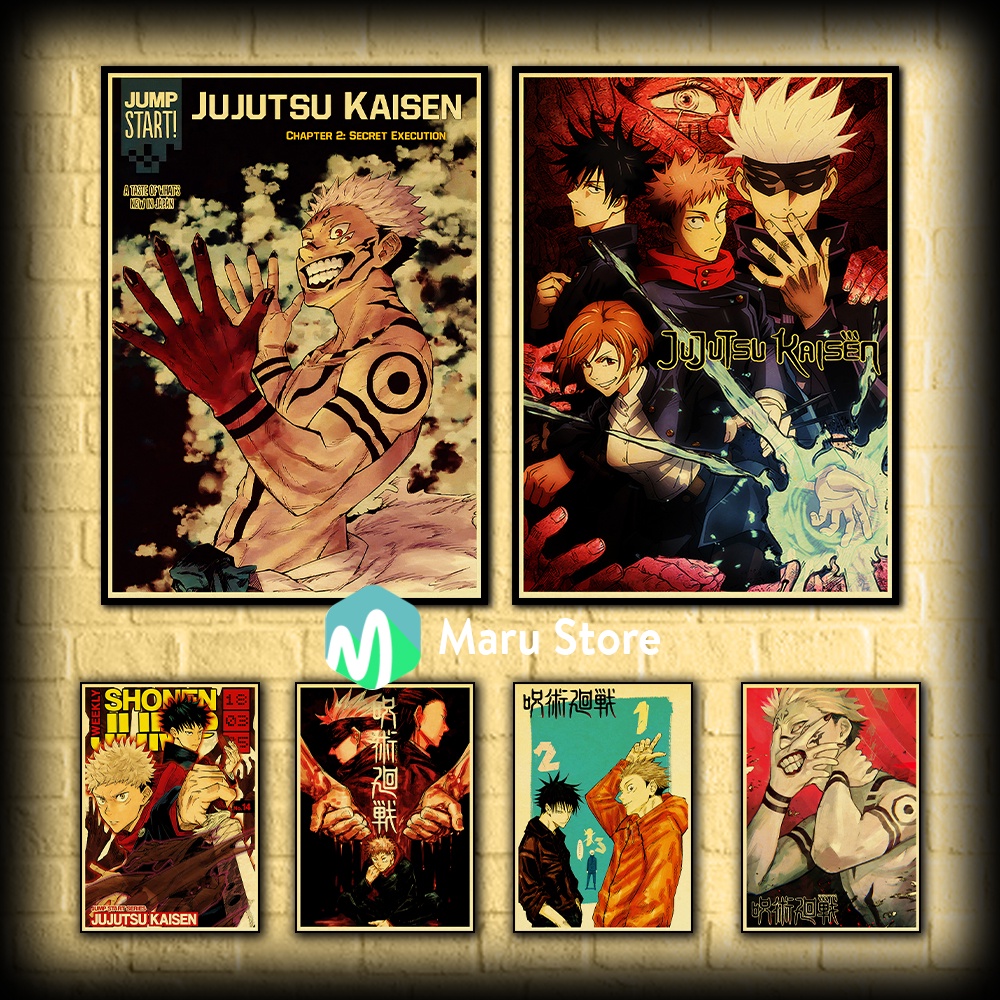 Tranh Jujutsu Kaisen Treo Tường Trang Trí Phòng Dòng Tranh Canvas Có Khung Composite