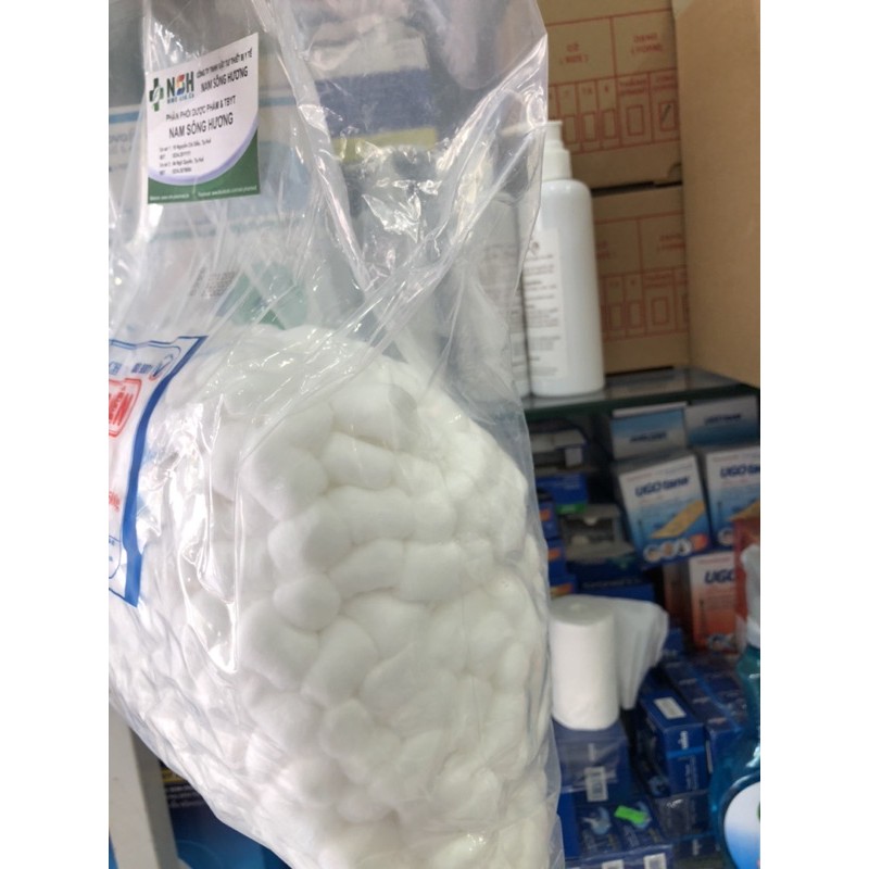 Bì 500gr Bông gòn viên Bảo thạch tiệt trùng gói 500gr bông gòn y tế dạng viên bông viên 3cm x 3cm Bảo Thạch