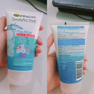 [24m Tràm trà] Sữa rửa mặt Garnier Skin Active Hautklar 3in1 Tonerde