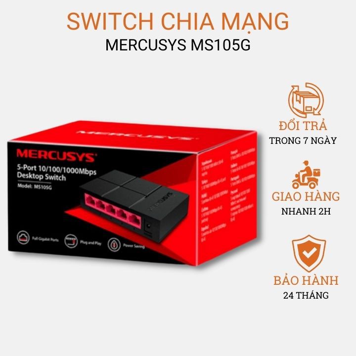 Bộ chia mạng switch tín hiệu 5 cổng switch 5 port 10/100/1000Mbps Mercusys MS105G chính hãng-ZTech