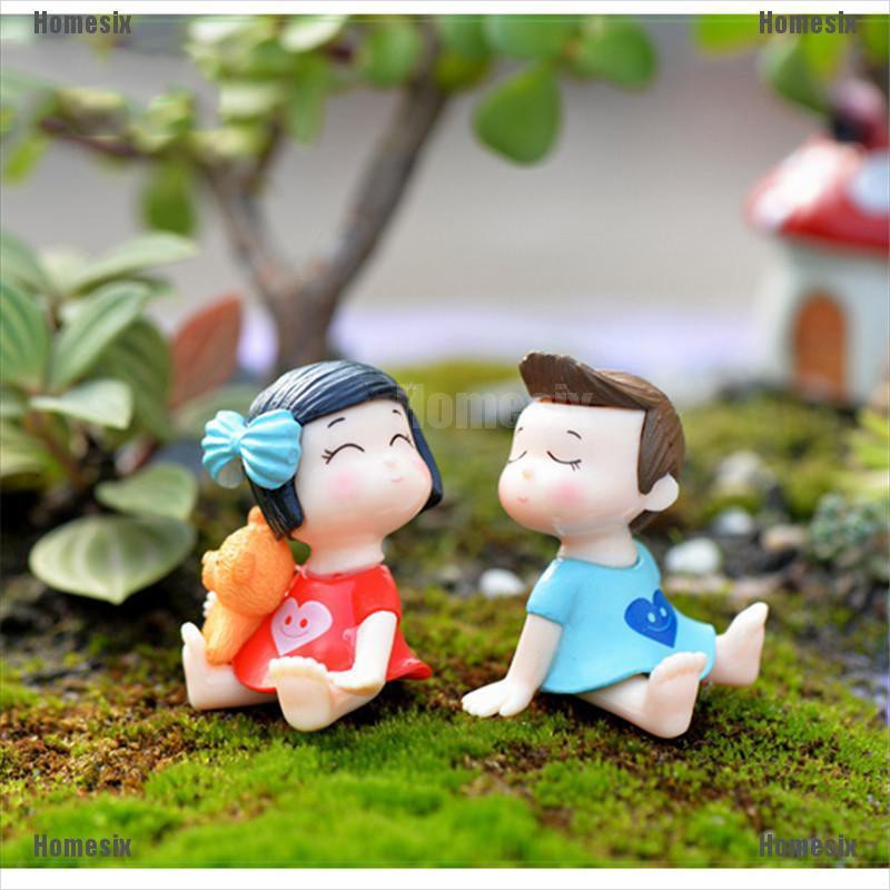 [HoMSI] Lovers Couple Figurines Miniatures Fairy Garden Moss Terrariums Resin Crafts Decoration SUU