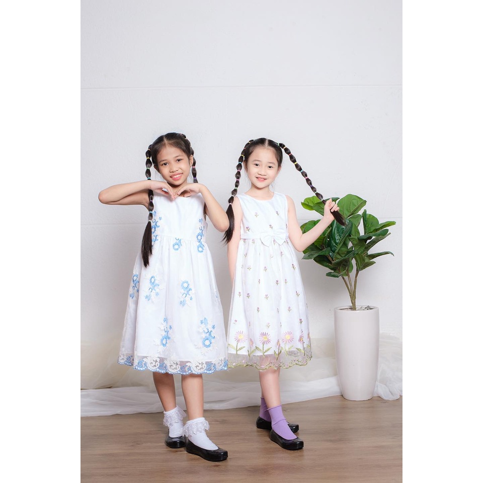 Đầm công chúa bé gái từ 13 - 45kg vải Voan Hoa Xuân - GUON