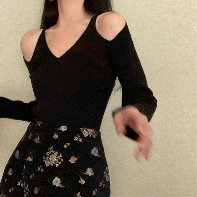 Áo Thun Sweater Tay Dài Hở Vai Phong Cách Đơn Giản Dễ Phối Đồ Cho Nữ