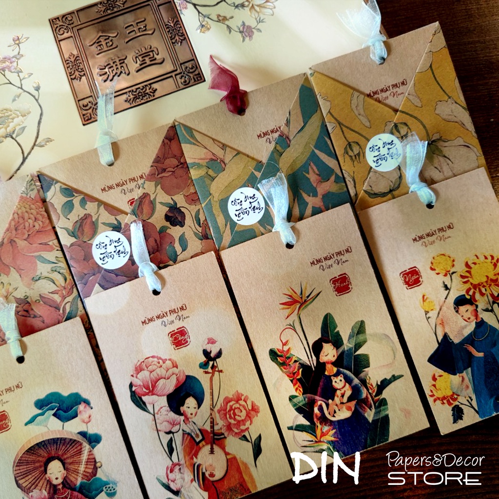 Thiệp mừng 20-10 tôn vinh phụ nữ Việt - Vietnamese Women's Day Greeting Card - Vintage style - DIN Store