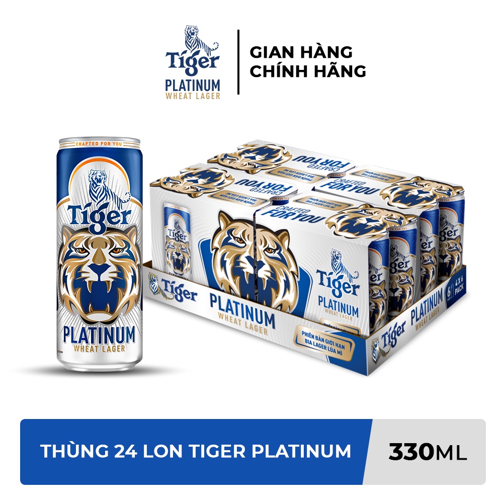 HỎA TỐC HCM Thùng 24 lon bia lúa mì Tiger Platinum Wheat Lager 330ml/lon