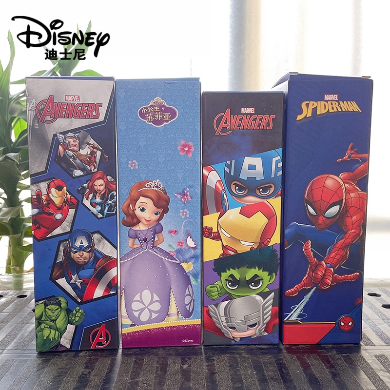DISNEY Bình Nước 570ML Hình Người Nhện Marvel Kèm Ống Hút Xinh Xắn Cho Bé