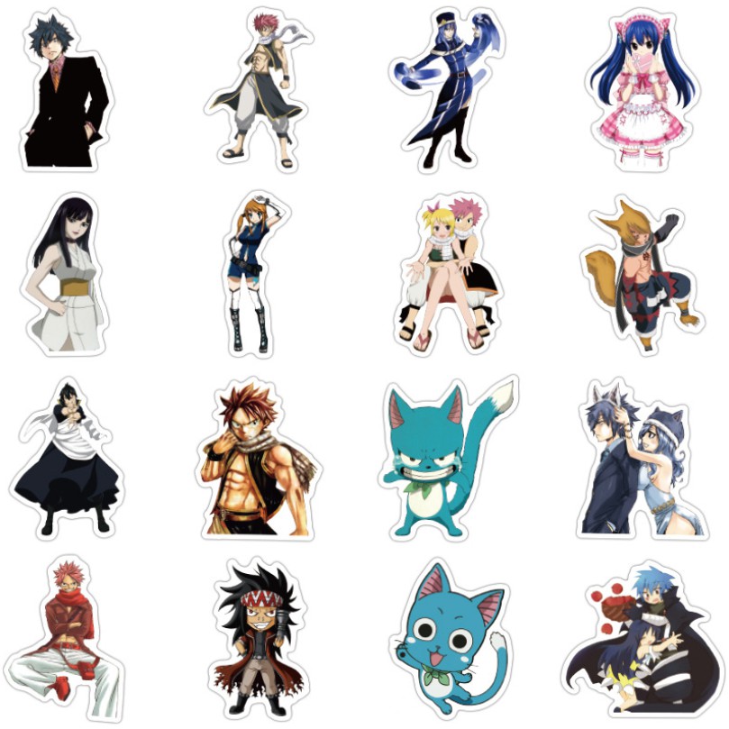 Combo 100 sticker Fairy Tail không thấm nước dán laptop, vali, mũ bảo hiểm,...