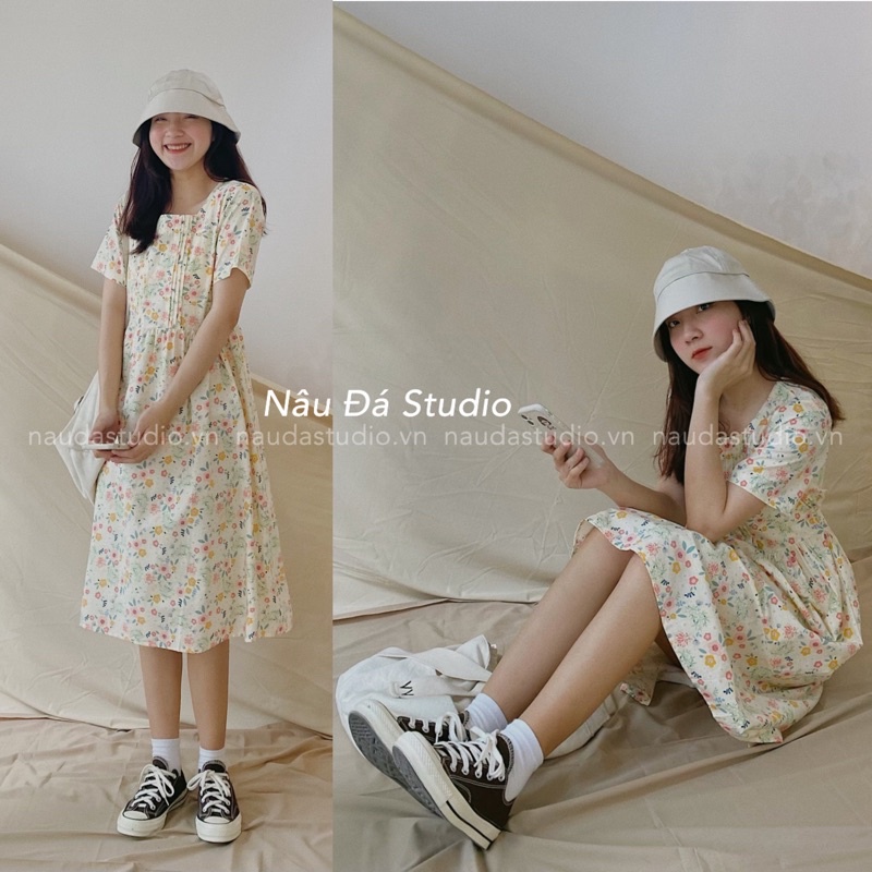 ĐẦM/VÁY XÔ HOA NHÍ NÀNG THƠ  - NÂU ĐÁ STUDIO.