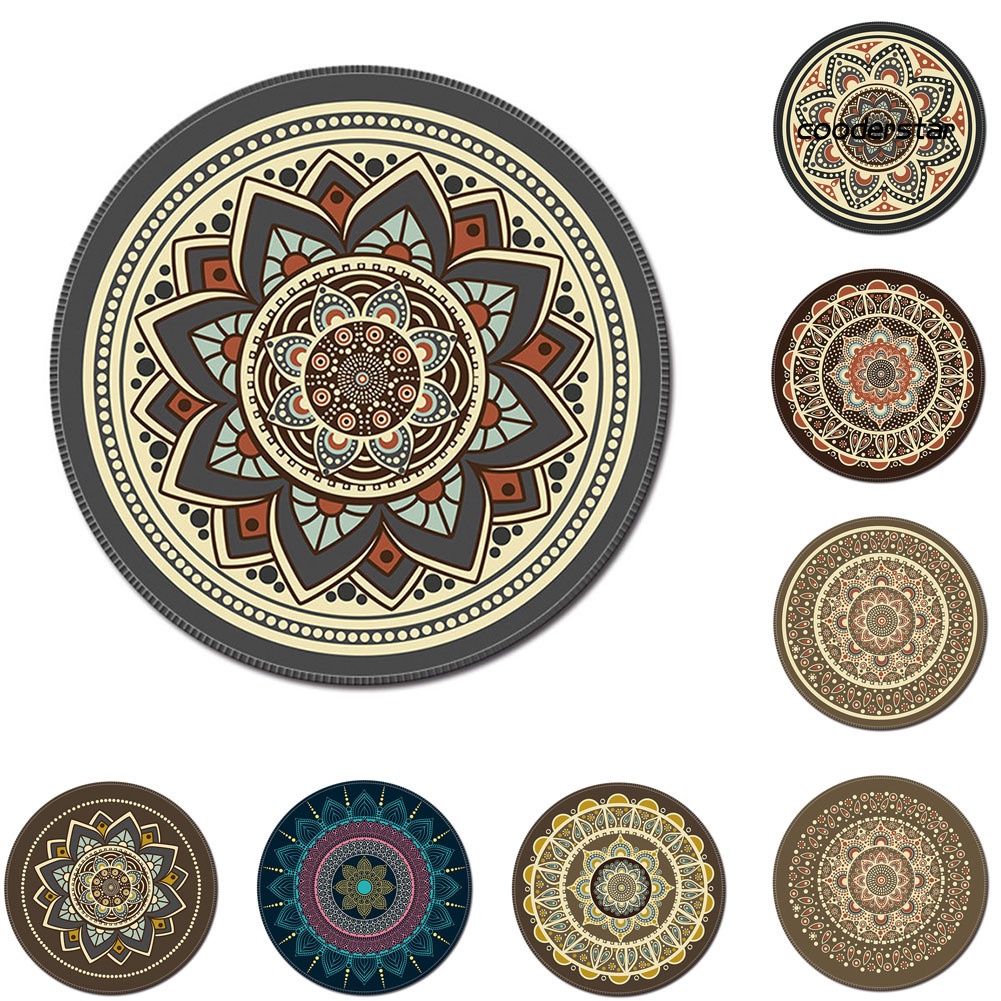 Tấm lót chuột máy tính hình tròn 3D chống trượt phong cách bohemian