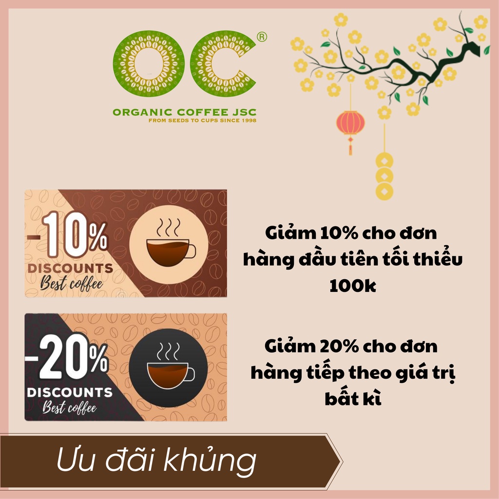 Cà phê hữu cơ ĐÀ LẠT 55 - Robusta 100% 250 gram Organic Cafe | BigBuy360 - bigbuy360.vn