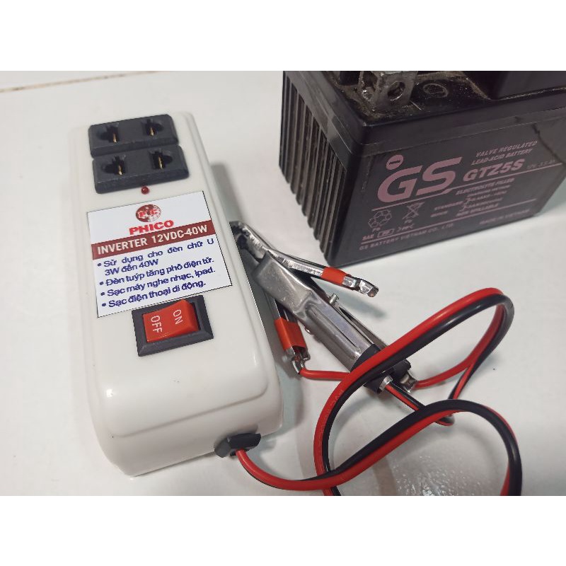 Thiết bị chuyển điện 12V lên 220V dùng sạc điện thoại, đèn bàn học sinh