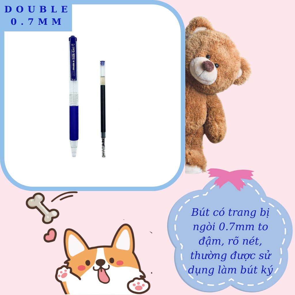 Bút Nước Mực Gel Double A Ngòi 0.5mm 0.7mm, Viết Bi Nhiều Màu Dễ Thương Đen Xanh Đỏ Văn Phòng Phẩm Cho Học Sinh