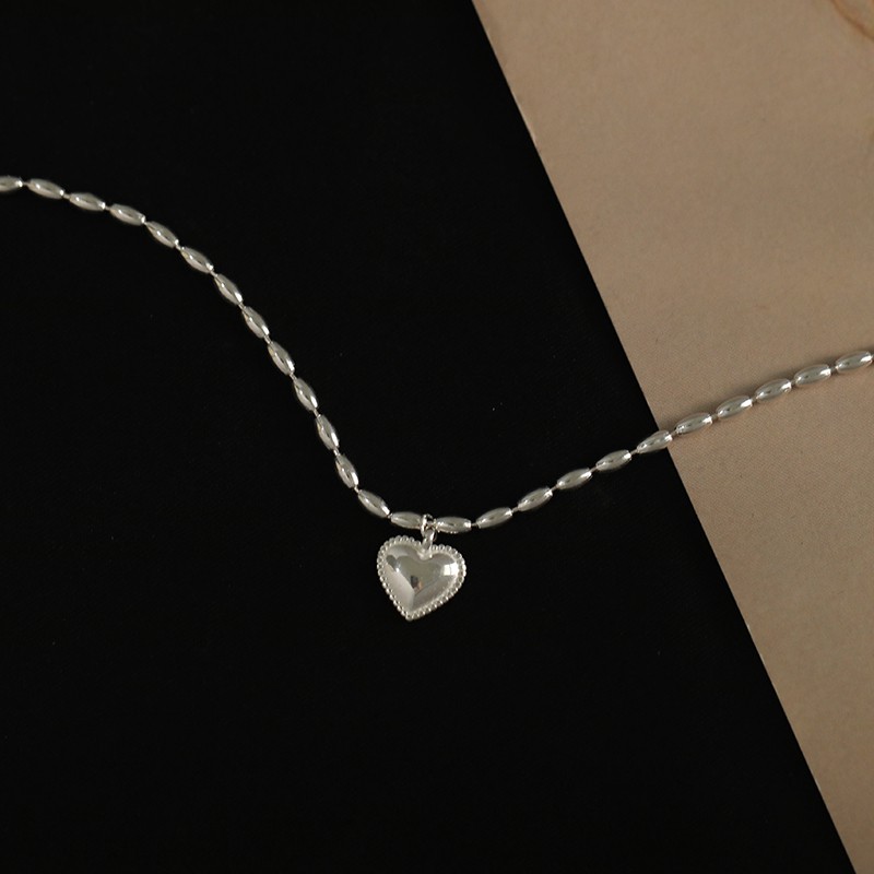 Vòng tay mạ bạc mặt dây hình trái tim phong cách retro thời trang xinh xắn cho nữ